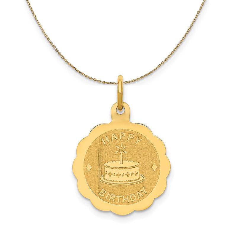 14k Yellow Gold Happy Birthday Necklace - 20 Inch